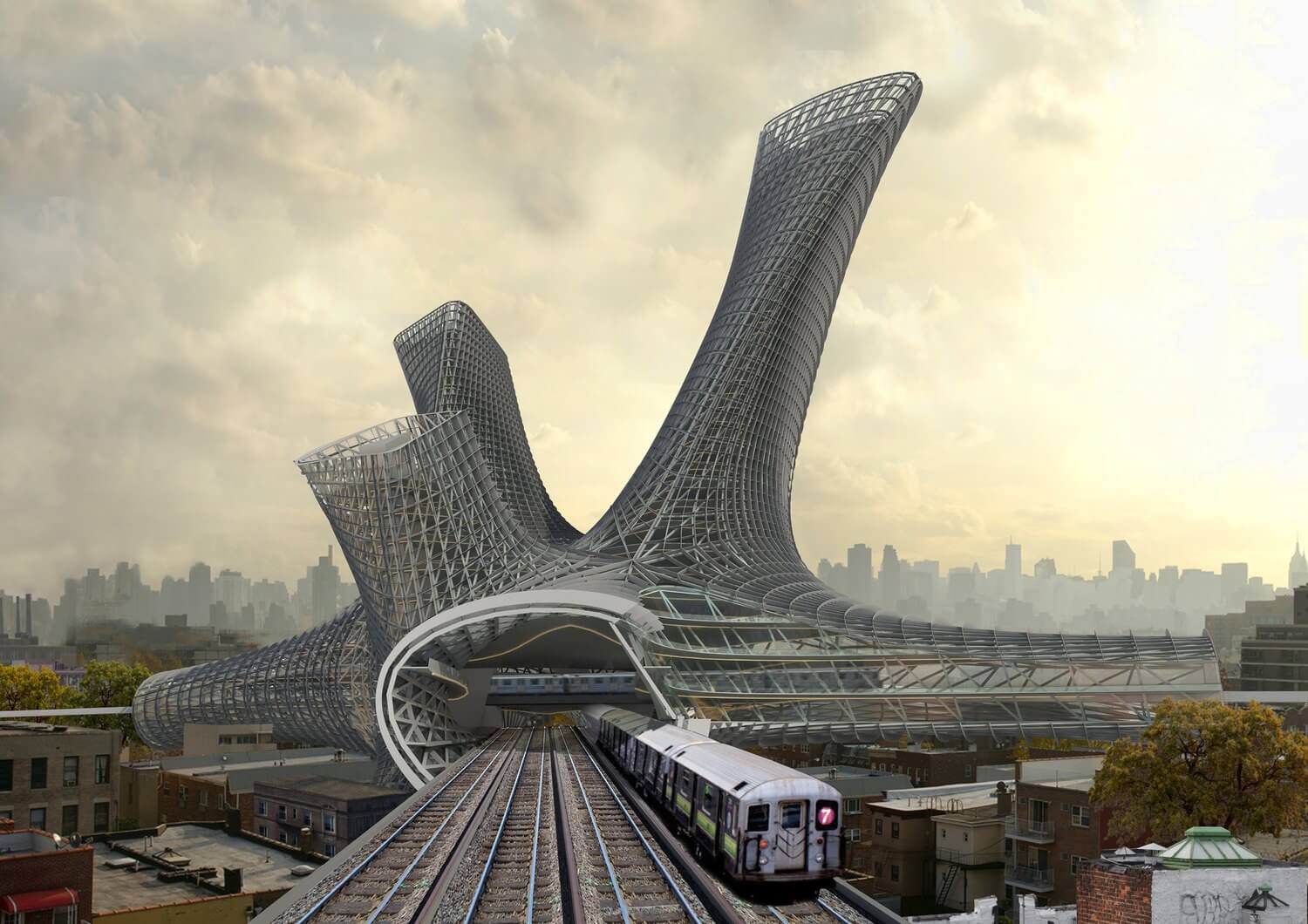 New-York Alliage Urbain : un projet futuriste pour habiter au-dessus des voies de transports